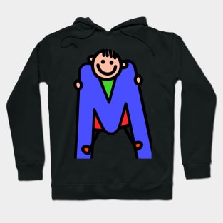 Letter M for Boys alphabet Kids Colorful Cartoon Character Hoodie